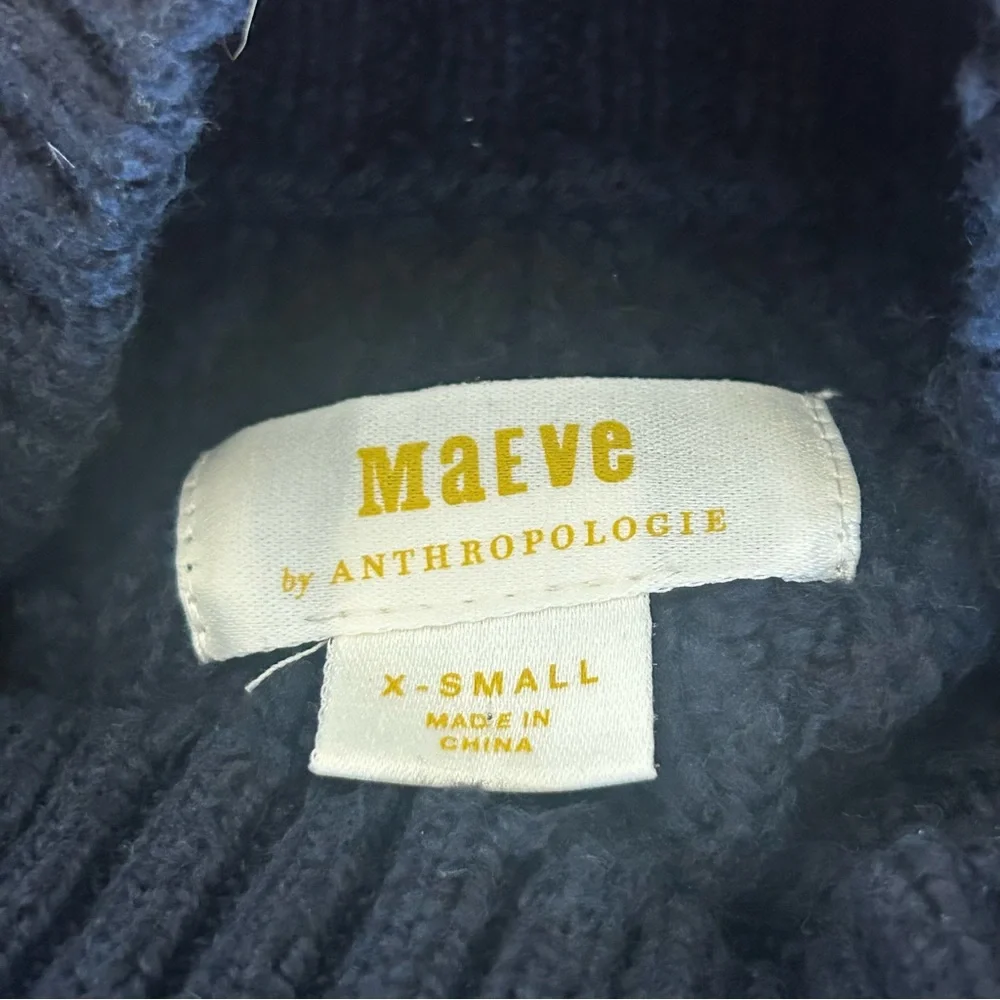 Anthropologie Maeve Women’s XS Cable-Knit Layered Mock Neck Sweater Classic - Picture 9 of 11